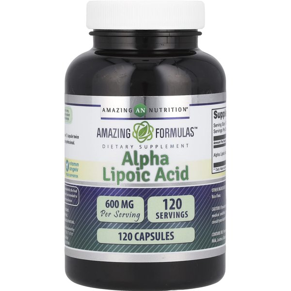 Amazing Nutrition, ÁCido Alfa Lipoico, 600 Mg, 120 CáPsulas Black-image