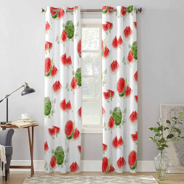 Cortinas De Ventana De SandíA Y Frutas De Verano Para Sala De Estar Dormitorio De Lujo Cortinas Persianas De Cocina Cortinas 135W X 60H(Cm) X1 White-image