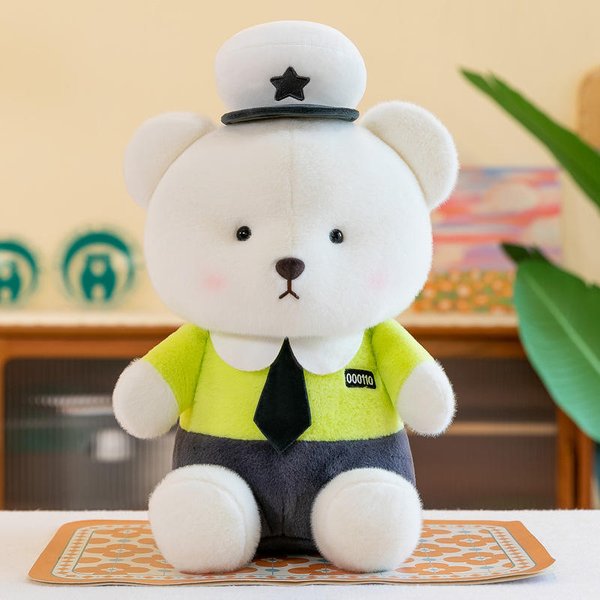 Nowy Styl Policja Drogowa NiedźWiedź Pluszowa Zabawka Lalka ChłOpcy I Dziewczynki Dzieci Lalki Poduszki Szmaciana Lalka Prezent Urodzinowy 35Cm-image