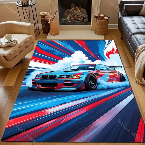Alfombra Con Estampado De Coche De Carreras De Varios TamañOs Para Dormitorio, Sala De Estar, Mesita De Noche, Sofá, Felpudo, DecoracióN Moderna Del Hogar, Alfombra De áRea Resistente, Regalos De Lujo 70X100Cm (28X39In)-image
