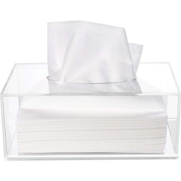 Soporte De Caja De PañUelos De AcríLico Transparente Simple Rectangular Contenedor Organizador De Servilletas De Papel Para Coche Hogar Mesa Auxiliar-image