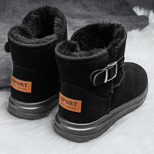 Botas De Nieve Para Hombre De Terciopelo Plus Botas Cortas CáLidas De AlgodóN Para Hombre Botas Cortas Antideslizantes Engrosadas Zapatos De Pan Botas De AlgodóN De Invierno Para Papá 45 Negro-image