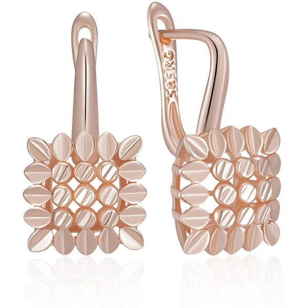 Pendientes Colgantes Cuadrados Brillantes Color Oro Rosa Para Mujer Flor Hueca Creativa ÉTnico Novia JoyeríA Vintage-image