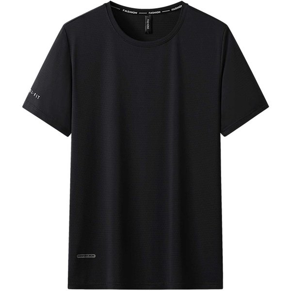 8XL Tallas Grandes Camisetas Deportivas De Manga Corta De Secado RáPido Para Hombre Camisetas De Entrenamiento Para Correr Rendimiento EláStico Verano Casual Transpirable Cuello Redondo Top Camiseta 3XL Negro-image