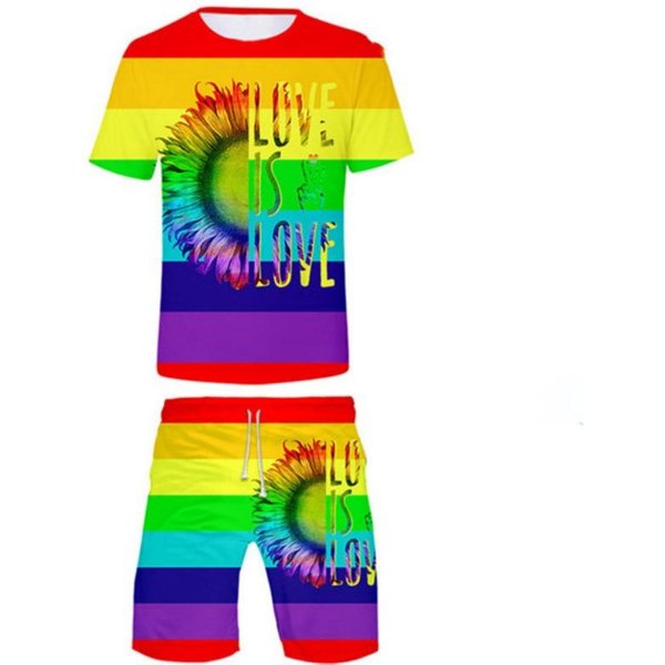 Conjuntos De Camisetas Y Pantalones Cortos Con Estampado 3D Lgbt De Verano Gratis Para Hombre, CháNdales De Manga Corta De Gran TamañO, Conjunto De Pantalones, Trajes Para Hombre, Ropa XL-image