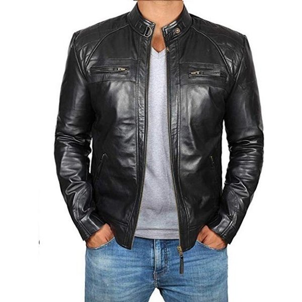 Chaqueta De Cuero Para Motocicleta Para Hombre, Abrigo Corto Ajustado Con Solapa De Pu, Chaqueta De OtoñO Con Cremallera, Abrigo De Cuero Resistente Al Viento, Ropa Para Hombre M-image