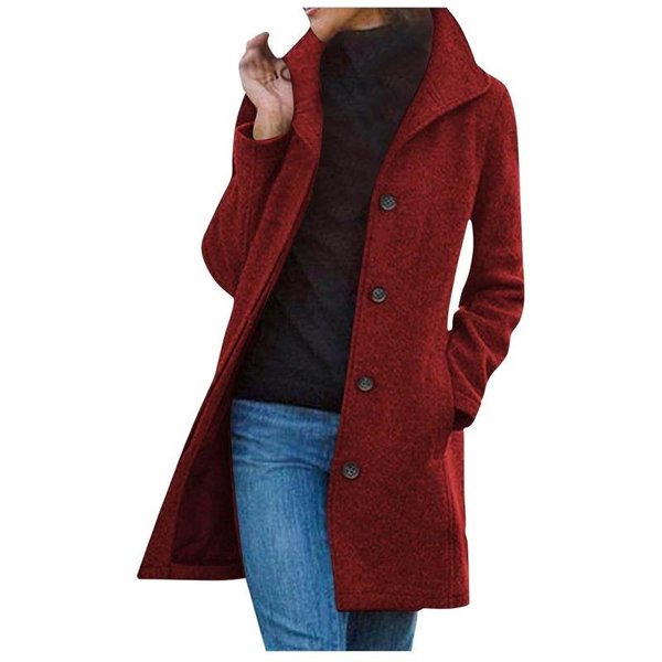 Abrigo De Lana Gruesa Para Mujer, OtoñO E Invierno, Abrigo De Longitud Media 3XL-image