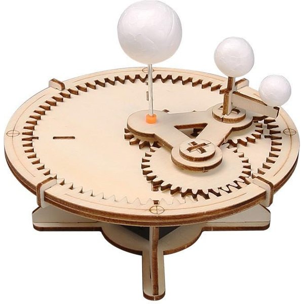 Model UkłAdu SłOnecznego DIY Zestaw Mechaniczny Astronomia SłOńCe Ziemia KsiężYc Planeta Eksperyment Stem Drewniana UkłAdanka Zabawka Edukacyjna Naukowa Beige-image