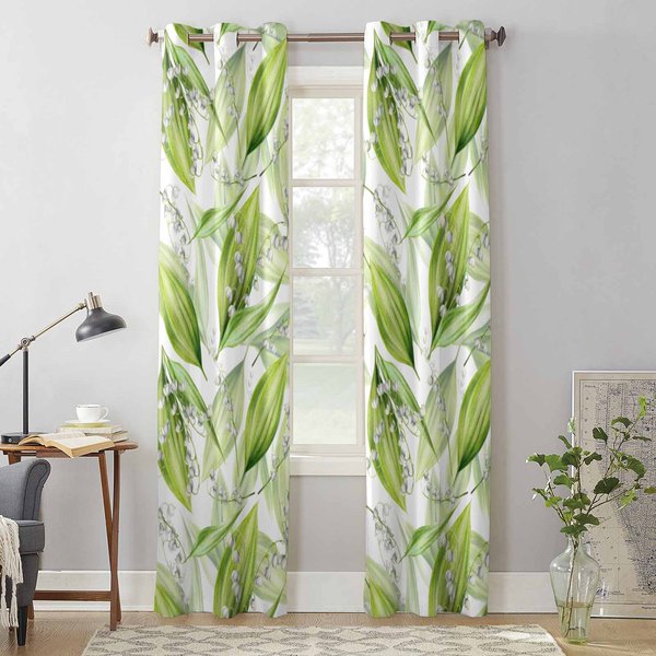 Konwalia Kwiat Akwarela Okna ZasłOny Do Salonu Luksusowe ZasłOny Sypialni ŻAluzje Kuchenne ZasłOny 135W X 185H(Cm) X1-image