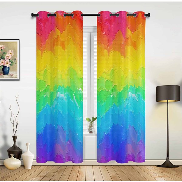 Cortinas Abstractas De Hojas Estilo Boho Para Sala De Estar Dormitorio De Lujo Cortinas Cocina Persianas Cortinas 135W X 60H(Cm) X1-image