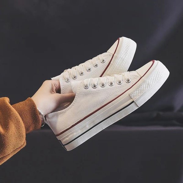Wiosenne Buty Damskie Na Grubej Podeszwie, PłóCienne Buty Rekreacyjne, OddychająCe, Wygodne Buty Sportowe, Buty Na Grubej Podeszwie PodwyżSzająCe Wzrost 36 White-image