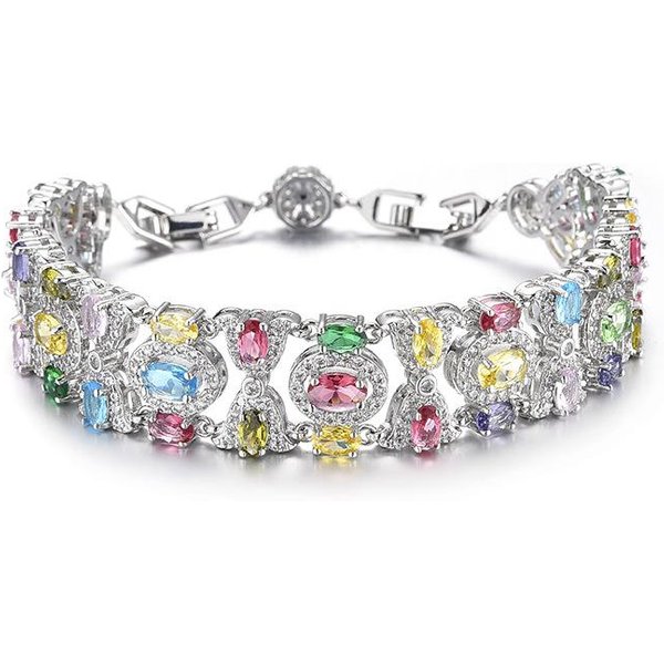 Bransoletka Z Cyrkoniami Kolor Luksusowa PełNa Diamentowa Damska Europejska I AmerykańSka Moda Bransoletka Z Turmalinu. Free 3Cm Extension Buckle-image
