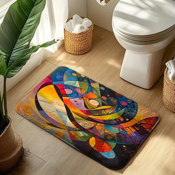 Kolorowy Geometryczny Symbol Muzyczny Mata ŁAzienkowa, MożNa Prać W Pralce, AntypośLizgowy Dywanik, Artystyczny WystróJ Do Kuchni, Przedpokoju, Prysznica, 40X60Cm-image