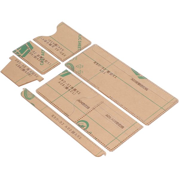 6 Piezas Plantilla AcríLica PatróN De Cartera DIY Molde Para FabricacióN Artesanal Herramientas De Manualidades Accesorios Para Tarjetero Beige-image