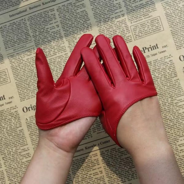Guantes De Cuero PU sexy Para Mujer, Medio Palma, Discoteca, Pole Dance, Escenario, Cosplay, Fiesta, Personalidad De Moda, Hip Hop One Size Brown-image