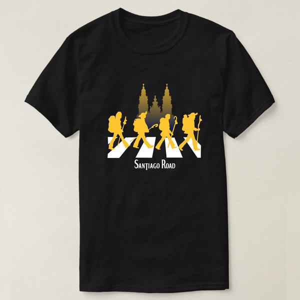 Camiseta Divertida InspiracióN Abbey Road Calle Santiago Manga Corta Casual 100% AlgodóN Cuello Redondo Camiseta Para Hombre Tallas S-3XL S Yellow-image