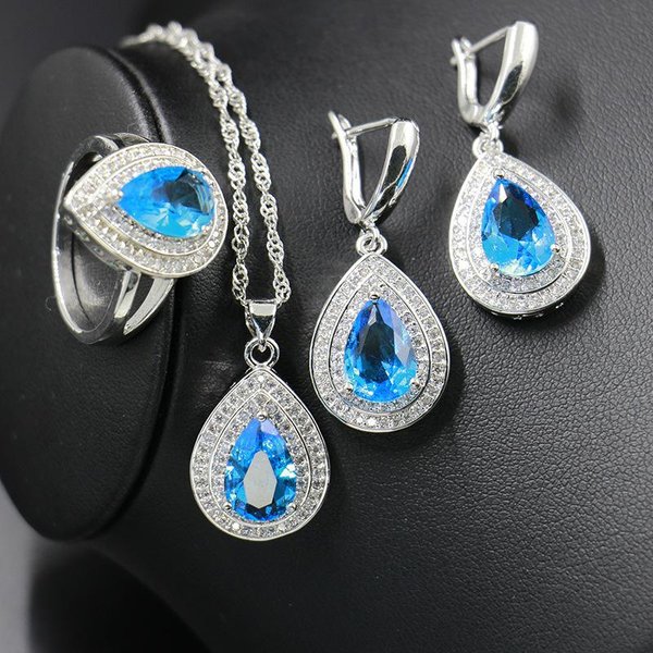 Nuevo Conjunto De Joyas De Moda, Accesorios Para Damas, Pendientes De Boda De Circonita, Collar, Pulsera, Anillo, Conjunto 9 Gray-image
