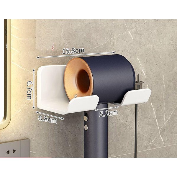 Soporte Para Secador De Pelo, Alisador De Pelo Montado En La Pared, Soporte Para Secador De Pelo, Estantes Organizadores De BañO, Estantes De OrganizacióN De BañO Blanco-image