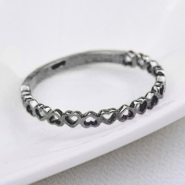 Huitan Wykwintne PierśCionki Na Palce Serce Do Serca Kobiety Proste Stylowe Metalowe PierśCionki Codzienne Akcesoria Statement BiżUteria Dropshipping 6 Gray-image