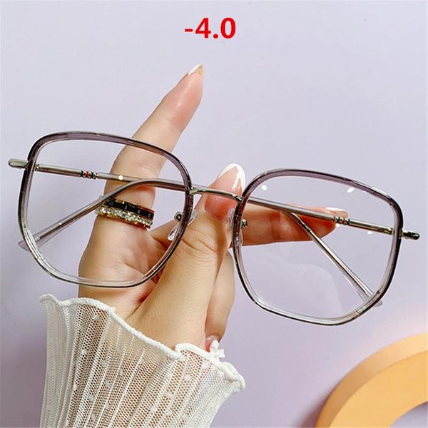 -1.0-1.5-2.0-2.5-3.0 Hasta -6 Gafas De MiopíA Terminadas De Gran TamañO Para Hombres Mujeres Lentes Transparentes Gafas Graduadas Para MiopíA Beige-image