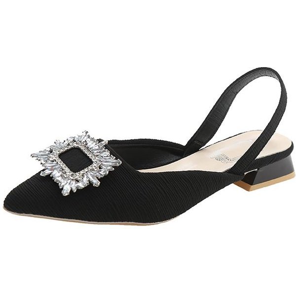 Zapatos De Mujer, Gran Oferta, Tacones De Aguja, Tacones Altos, Hebilla De Una Palabra, TacóN Cuadrado, Sandalias De TacóN Liso Para Mujer. 35 Negro-image