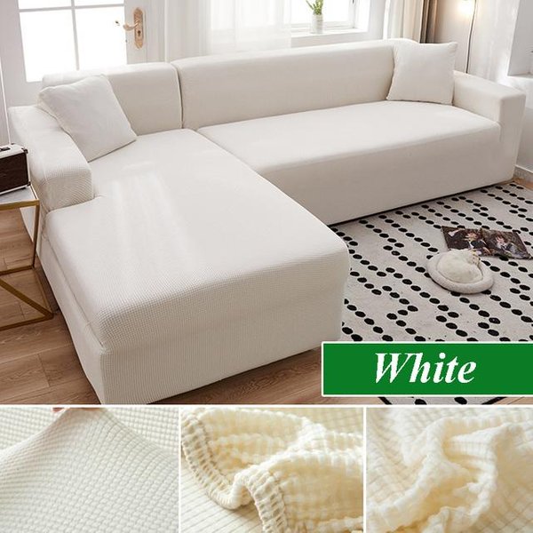 Narzuta Na Sofę Do Salonu Gruby Elastyczny Polar 1/2/3/4 Osobowa NarożNa Sofa W KształCie Litery L Na Sofę Szezlong 2 Seater 135-170Cm BiałY-image