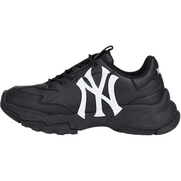 MLB Big Ball Chunky Cuero SintéTico Estampado Retro Aumentador De Altura CañA Baja Zapatos De Papá Unisex Zapatillas Negras Blancas 3ASHC101N-50BKS 39 Black-image