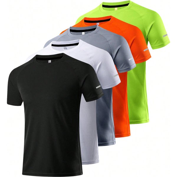 Conjunto De 5 Camisetas Holgadas De Manga Corta Para Hombre, De Secado RáPido, Para Deportes, Fitness, Baloncesto, Entrenamiento, Pesca Y Running. XL Negro/Blanco-image