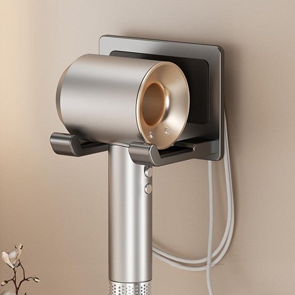 Aluminiowy Uchwyt Na Suszarkę Do WłOsóW Montowany Na ŚCianie Samoprzylepny Bez Wiercenia Stojak Na Suszarkę Do WłOsóW Dla Dyson Bez Wiercenia Organizer Do Przechowywania W ŁAzience Black-image