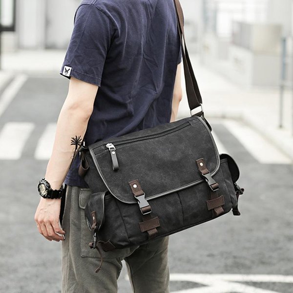 Mochila Escolar Para Estudiantes Moderna Y Casual, Bolso Bandolera De Un Hombro, Bolso De Lona, Bolso Bandolera De Un Hombro Para Hombre He Is A Size 13.-image