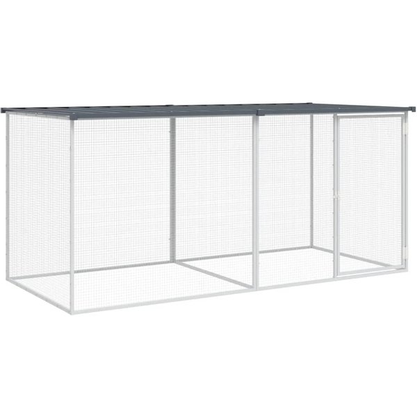 Kurnik Z Dachem Antracytowy 203 X 98 X 90 Cm Stal Ocynkowana-image