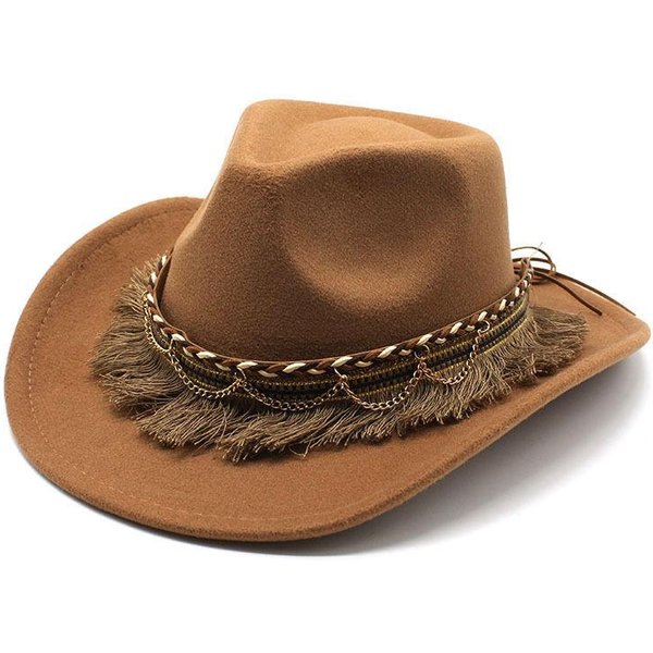 Sombrero Retro, Sombrero De Ala Plana Jazz Para Hombre Y Mujer, BombíN De Lana, Sombrero De Fieltro M(56-58Cm) Caqui-image