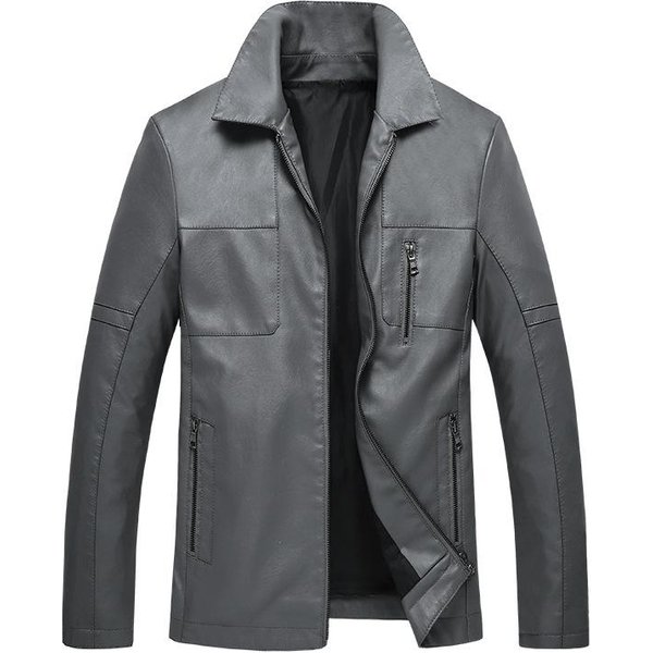 Chaqueta Informal De Cuero Para Hombre, Chaqueta De Motociclista Con Solapa Holgada Y Elegante Para JóVenes 4XL Gray-image