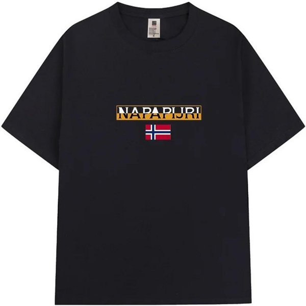 Camiseta Suelta Para Hombre Verano Napapijri Camiseta Estampada Moda Retro DiseñO Casual Fresco Top De Manga Corta Camiseta De AlgodóN M Verde-image