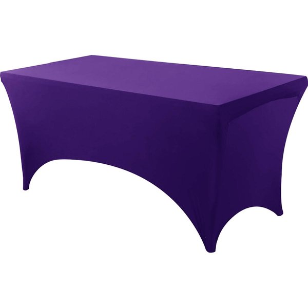 Spandexowy Obrus Dopasowany Zmywalny I Odporny Na Zmarszczki Elastyczny ProstokąTny Pokrowiec Na Stół Patio Na Imprezę Weselną 6Ft(183X76X76Cm) Ciemny Kolor Fioletowy-image