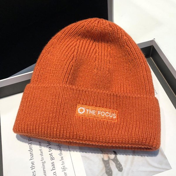 Moda Coreana OtoñO E Invierno Gorro De Lana CáLido Tejido Para Hombres Y Mujeres Pareja Calle VersáTil Blanco Gorro De Invierno FríO Para Mujer M(56-58Cm)-image
