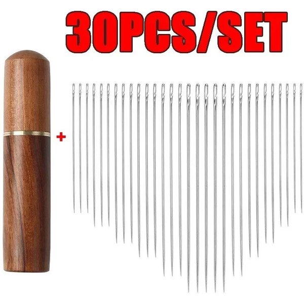 30 Sztuk śLepych Igieł Do Szycia Ze Stali Nierdzewnej Dla OsóB Starszych, Szybkie, Automatyczne, SamonawlekająCe IgłY, Szpilki Do Szycia, Diy, Dziurkacz Do Igieł-image