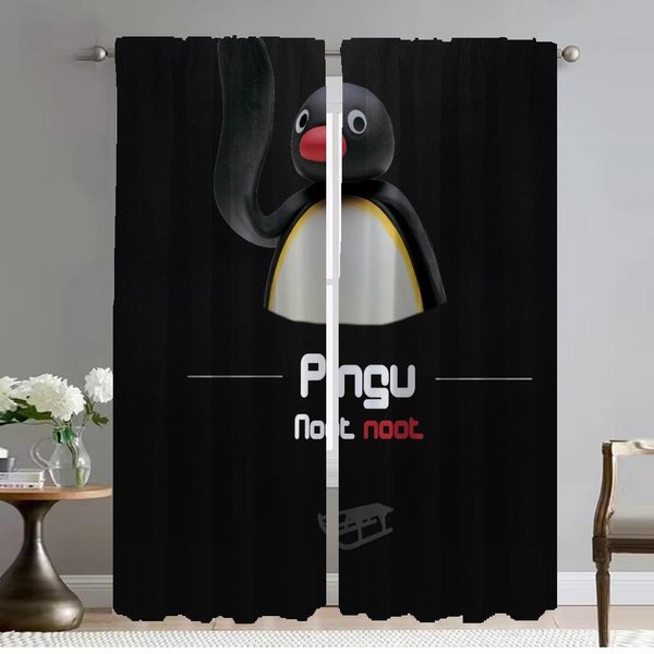 Pingu Shades ZasłOny ZaciemniająCe 2 Sztuki ZasłOny Do WnęTrz Domu Do Salonu ZasłOna Dekoracja Na Halloween Tiul Do Sypialni W50Xh70Cmx2Pcs-Cl Gray-image