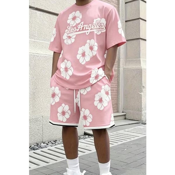 Spersonalizowany AmerykańSki DwuczęśCiowy Zestaw Sportowy T-Shirt Z KróTkim RęKawem Z Nadrukiem California 1987 + Casualowe Spodenki MęSki Modny Garnitur XL-image