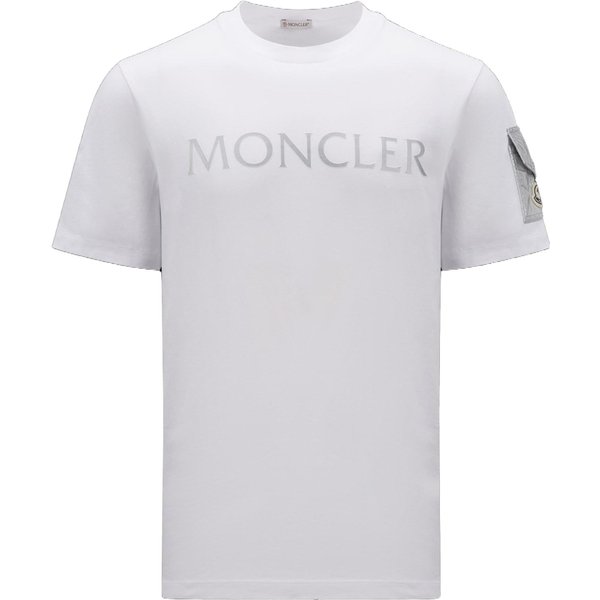 Camiseta De Manga Corta Con Cuello Redondo Y GráFico Del Logo Moncler Para Hombre Tops I20918C000088390T002 L White-image