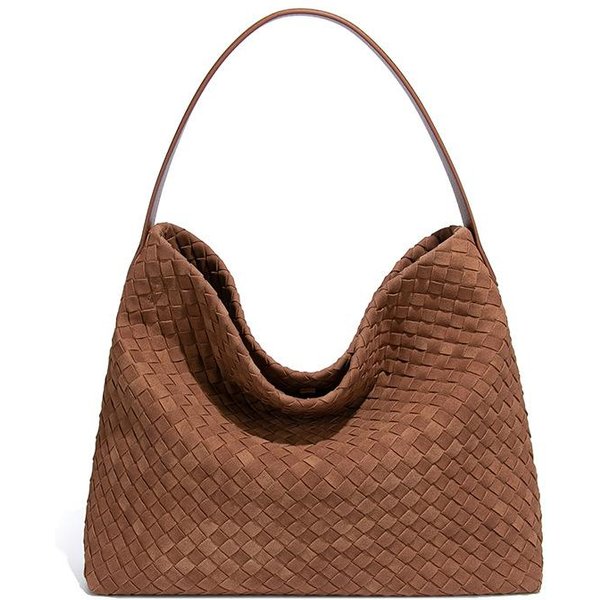 Bolso Tote Retro Mate De Alta Capacidad, Bolso Tejido A Mano, Bolso De Hombro Cruzado Para Mujer De Lujo Ligero Y A La Moda, Bolso De Axila Trendy Brown-image