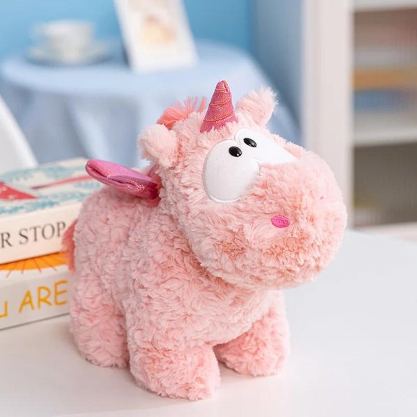Lindo Juguete De Peluche De Unicornio Rosa Kawaii Animal De Peluche Con Alas Brillantes Suave Esponjoso Ojos Grandes Unicornio De Peluche Regalo De CumpleañOs Para NiñAs 18Cm-image