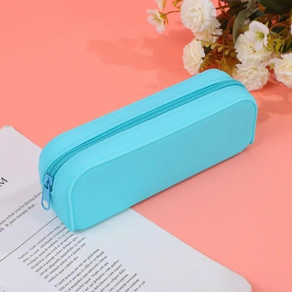 Estuche De Silicona Colorido Kawaii Para LáPices, Bonito Y Moderno Estuche Para LáPices, Bolsa De Almacenamiento De PapeleríA, úTiles Escolares Para Estudiantes, Regalo Para Estudiantes Azul-image