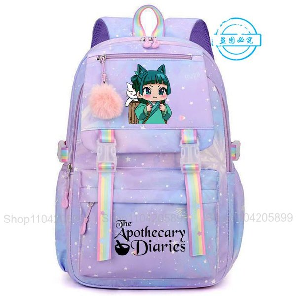 Plecak Z DziennikóW Aptekarza Dla DziewcząT Anime Maomao Plecak Ucznia Torba Szkolna KreskóWkowa Torba Szkolna Prezent Modny Plecak PodróżNy 16 Inches White-image