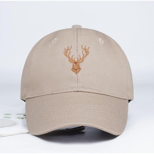ZłOta GłOwa Jelenia Haftowana Czapka Baseballowa MięKka I Wygodna Lekka I OddychająCa Regulowana Retro Styl Outdoorowy Dopracowany Beige-image