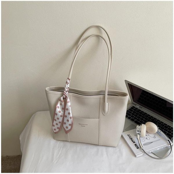 Bolso Tote Grande De Moda Y Sencillo, Bolso De Hombro ÚNico, Adecuado Para El Trabajo Y Los Desplazamientos, Bolso De Mujer Beige-image