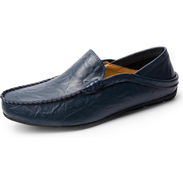 Zapatos De Hombre De Cuero Genuino Casual Mocasines Para Hombre Marca De Lujo Formal Slip On Zapatos NáUticos Para Hombre Zapatos De Hombre 42 Azul-image