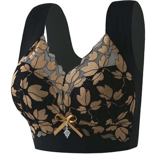 Koronkowy Biustonosz Bez FiszbinóW Plus Size Przeciw Opadaniu M Czarny-image