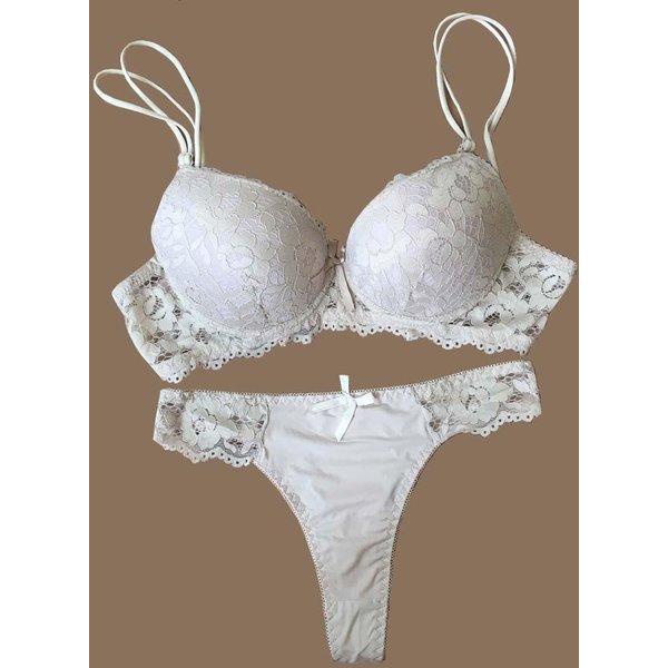 Koronkowy Biustonosz Stringi Komplet Bielizny Push Up Zestaw Bielizny Damskiej Hollow Lace Intimates Biustonosze I Komplet Majtek 36B-image