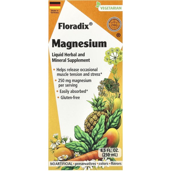 Floradix, Floradix, Magnez, PłYnny Suplement ZiołOwo-Mineralny, 250 Mg, 8,5 Fl Oz (250 Ml)-image